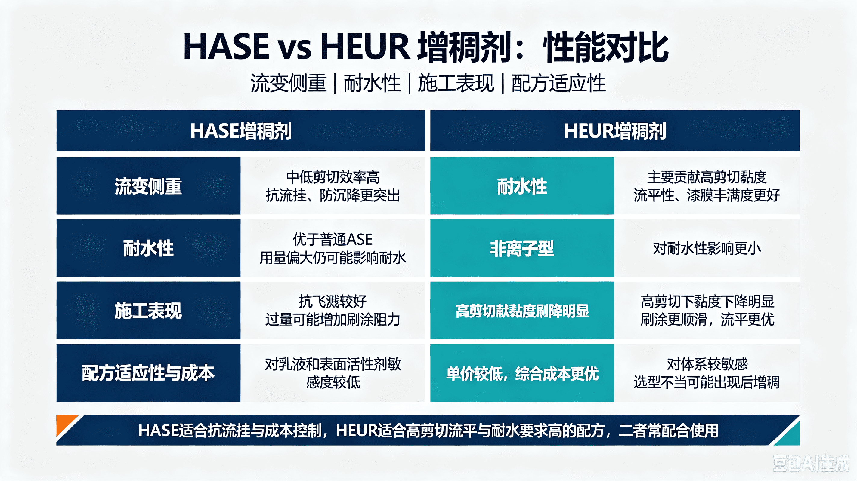 HASE和HEUR聚氨酯增稠剂的性能对比